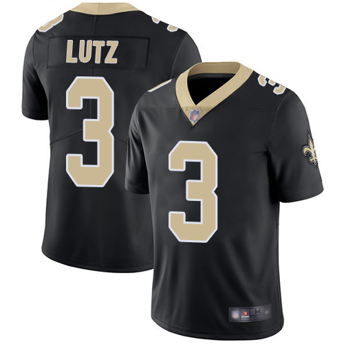 Men New Orleans Saints Limited Black Wil Lutz Home Jersey NFL Football #3 Vapor Untouchable Jersey